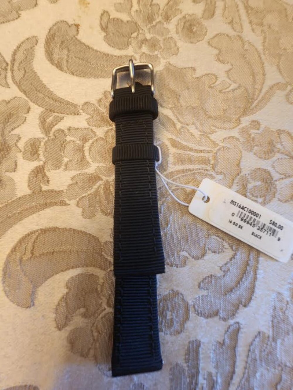 NWT - MICHELE 16MM BLACK LEATHER WATCH BAND
